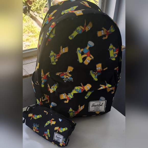 Herschel Supply Company Kids Backpack and Pouch Set - Black with SIMPSONS  Print - Picture 1 of 15